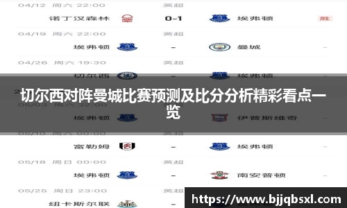 切尔西对阵曼城比赛预测及比分分析精彩看点一览