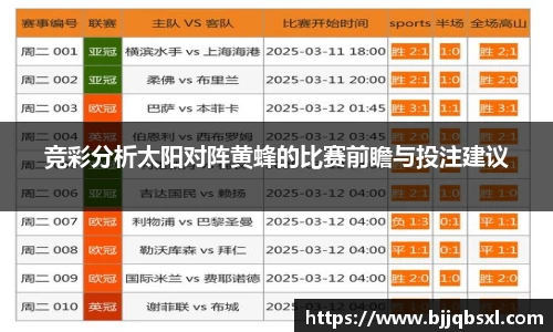 竞彩分析太阳对阵黄蜂的比赛前瞻与投注建议